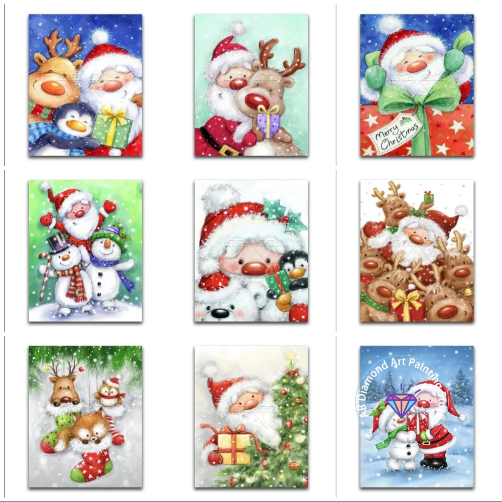 

Santa Claus AB Diamond Painting Kit Square Round Diamond 5D DIY Mosaic Cross Embroidery Handmade Art Adult Gift Home Decoration