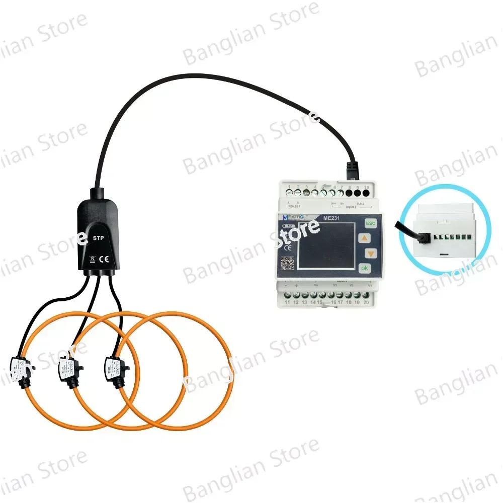 MEATROL 333mV CTs Smart Energy Meter 3 Phase ME231 Din Rail Rogowski Digital Power Analyzer