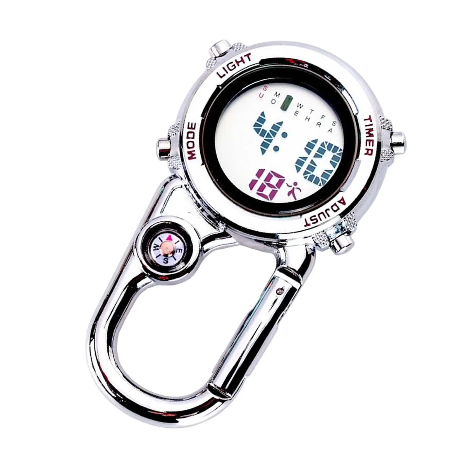 Multi Function Digital Carabiner Watch Unisex Pocket Watch Backpack Fob Watch for Work Chefs