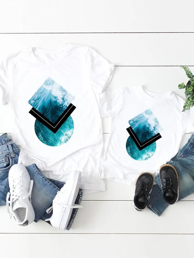 

Tee Women Watercolor Trend Lovely Child Kid Clothing Boy Girl Summer Family Matching Outfits Mom Mama Graphic T-shirt Clothes