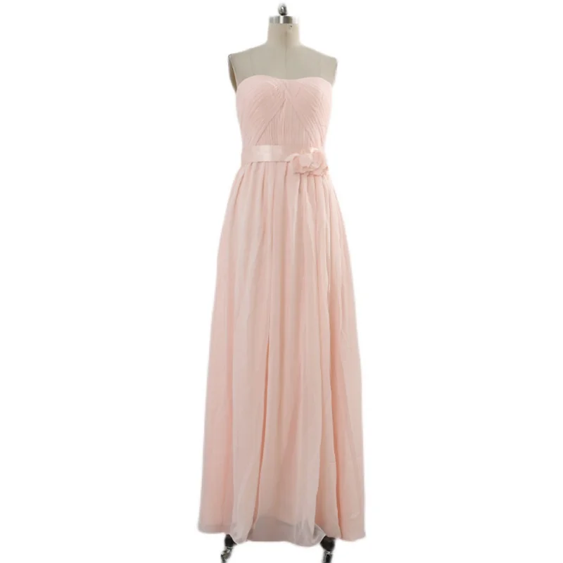 Women Strapless Sweetheart Pleated Long Wedding Party Bridesmaid Dresses Formal Evening Gow