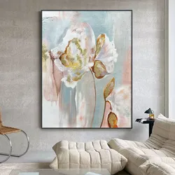 Large Flowers Handmade Painting on Canvas Floral Colorful Oil Painting Pictures For Living Room Bedroom Decoration Wall Decor