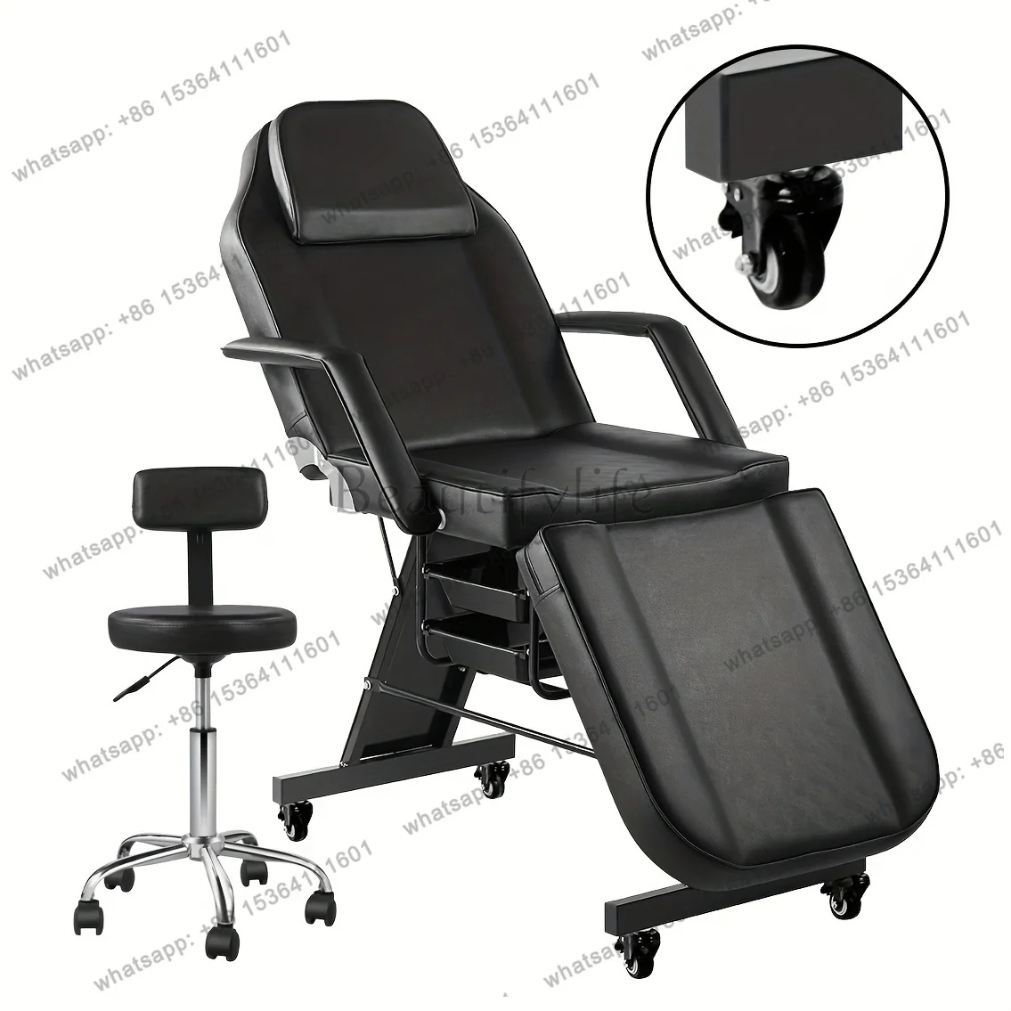 

Esthetician Beauty Bed for Client, Facial Chair with Wheel Tattoo, Beauty Chair Artist Spa Bed Removable Headrest, Massage Table