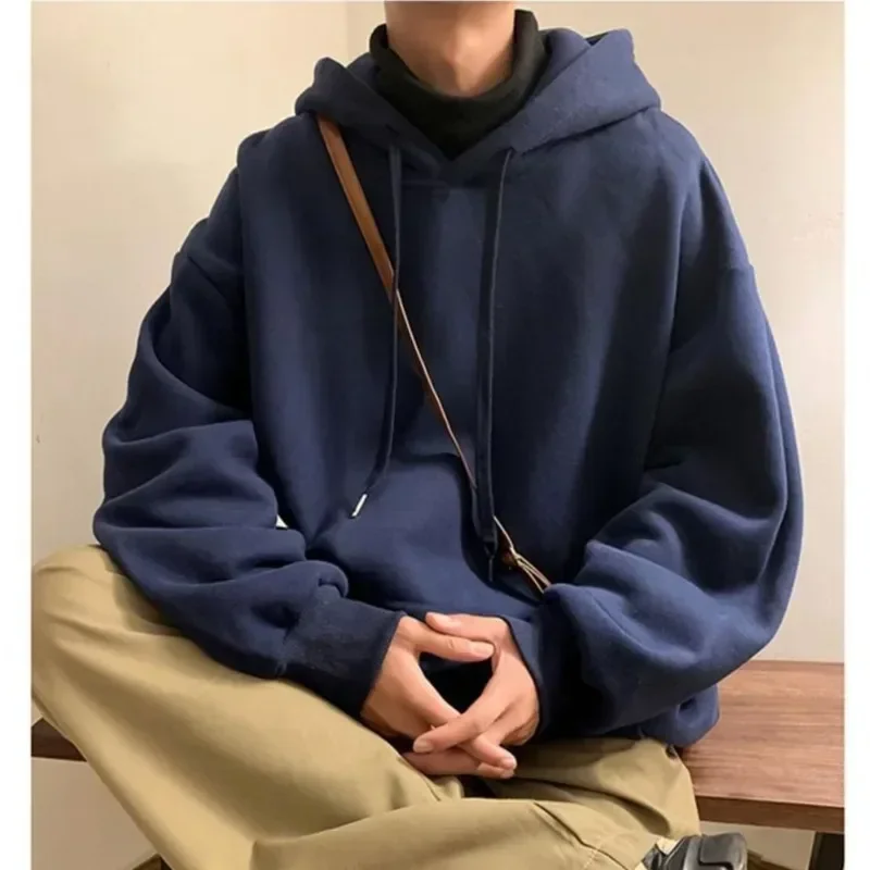 Mężczyźni kobiety oversize bluza z kapturem jesienne Grils bluzy w stylu Casual zimowy sweter z długim rękawem jednolity odzież dla par chłopców