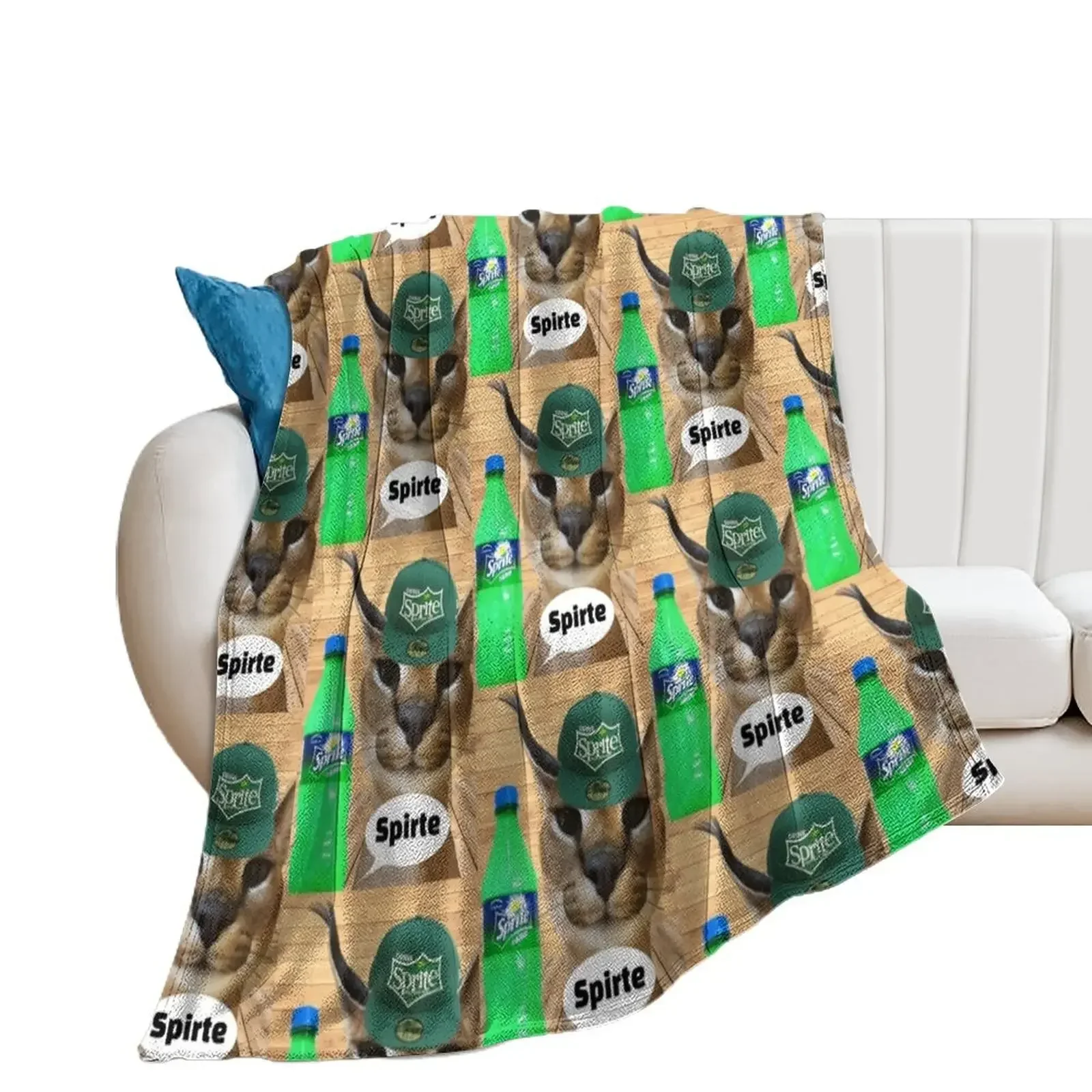 

Big Floppa Zabloing Cat Meme Spirte (Fanter series) Throw Blanket Flannels Decoratives Blankets