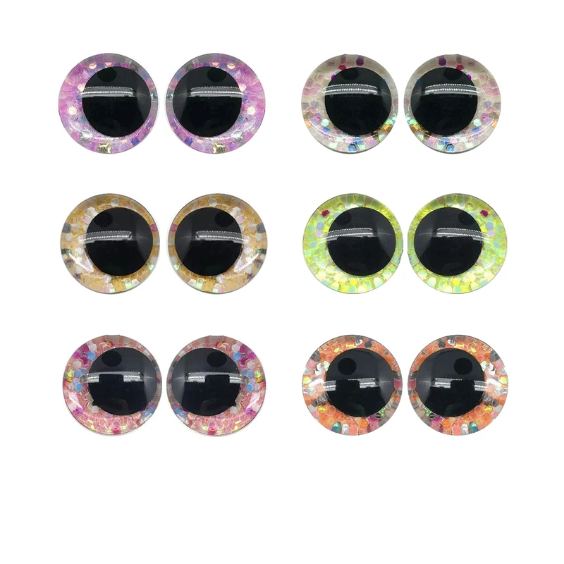 

10pcs 12mm 14mm 16mm 18mm 20mm 25mm 30mm Round Cartoon glitter toy safety eyes doll pupil eyes with washer