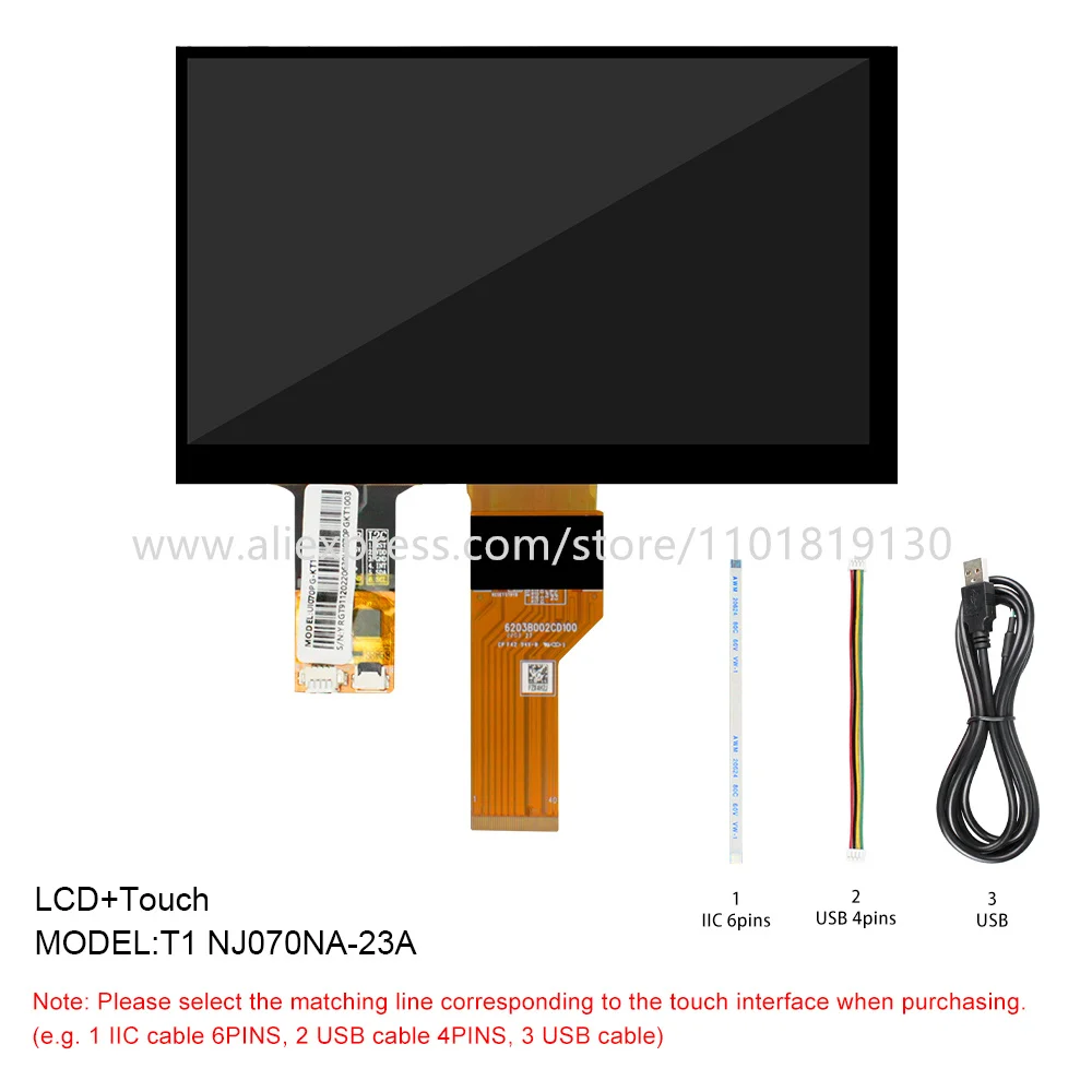 Imagem -04 - Exposição de Painel Lcd de Innolux Nj070na23a Fhd Módulos de Tft Lcd Toque Srggb 1024x600 7