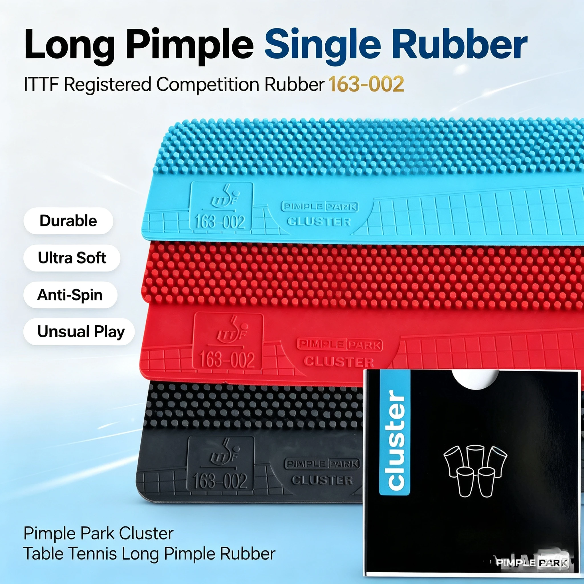 New Arrival Long Pips-out OX Table Tennis Rubber Cured Uncured Super Soft Anti-Spin Ping Pong Rubber ITTF Registered 163-002
