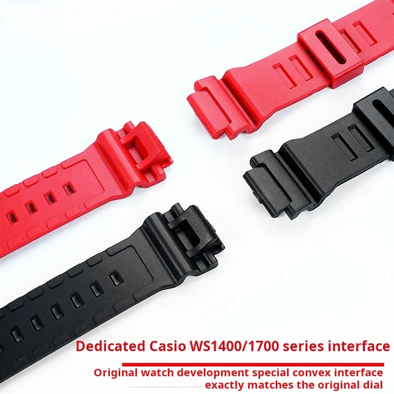 Bracelet de montre en résine souple pour Casio WS-1400H/1300H/WS-1700H/W-737H, petite série carrée, étanche, sport, en Silicone, pour hommes