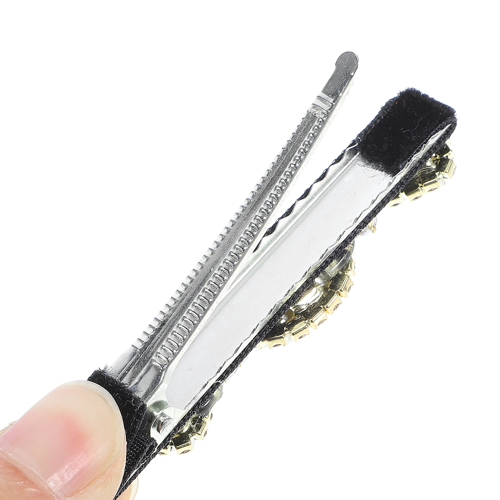 

2pcs Retro Rhinestone Hair Clips Black Square 7cm Vintage Small Bangs Barrettes Women Girl Decorative Duckbill Hair Accessories