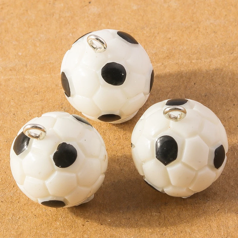 10pcs Resin Mini 3D Football Charms Sports Ball Pendants DIY Earrings Necklace Bracelet Jewelry Making Accessories Supplies