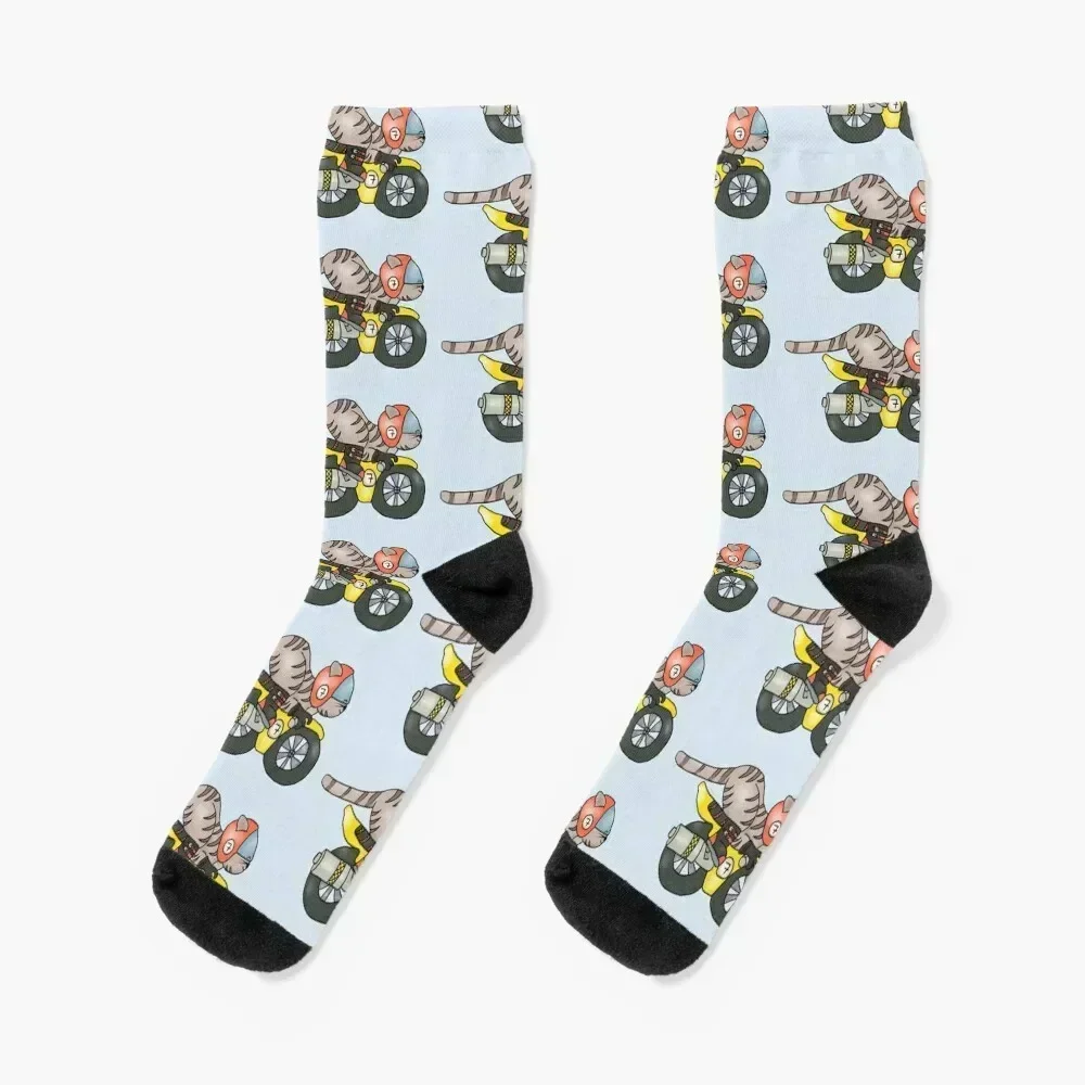 

motorcycle cat Socks floral anti slip football gifts Climbing Socks Women Men's