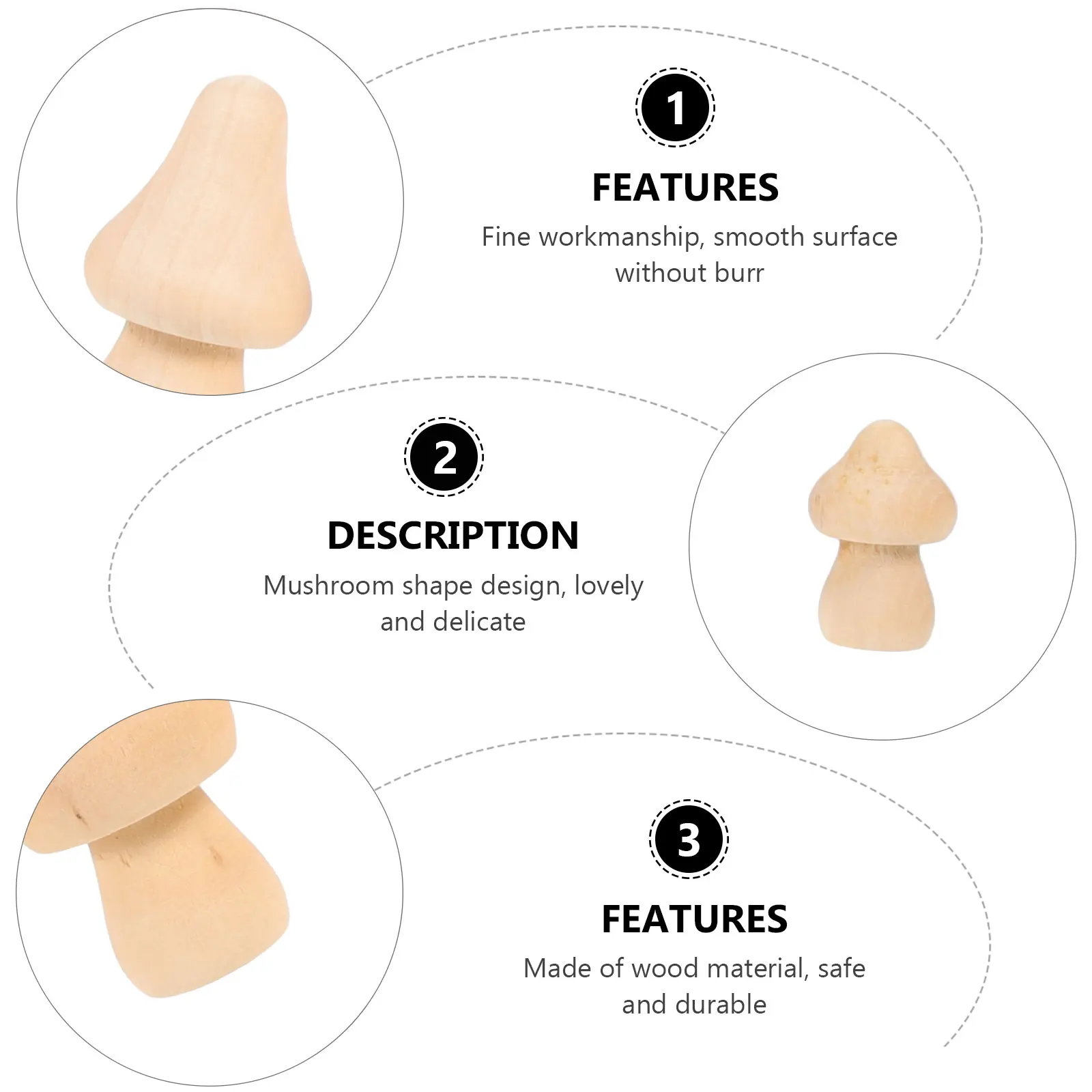 طقم فطر خشبي مكون من 10 قطع للأطفال فطر عادي غير مكتمل خفيف صغير الحجم آمن لأنشطة الرسم للأطفال