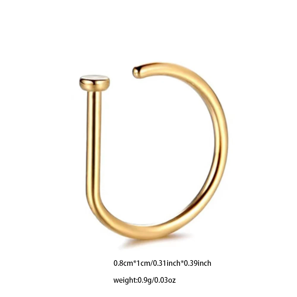 Stainless Steel Ring Nostril Body Jewelry New Curved Barbells Fake Nose Piercing D Shaped Tragus Helix Stud Earring Hoop Septum view 6