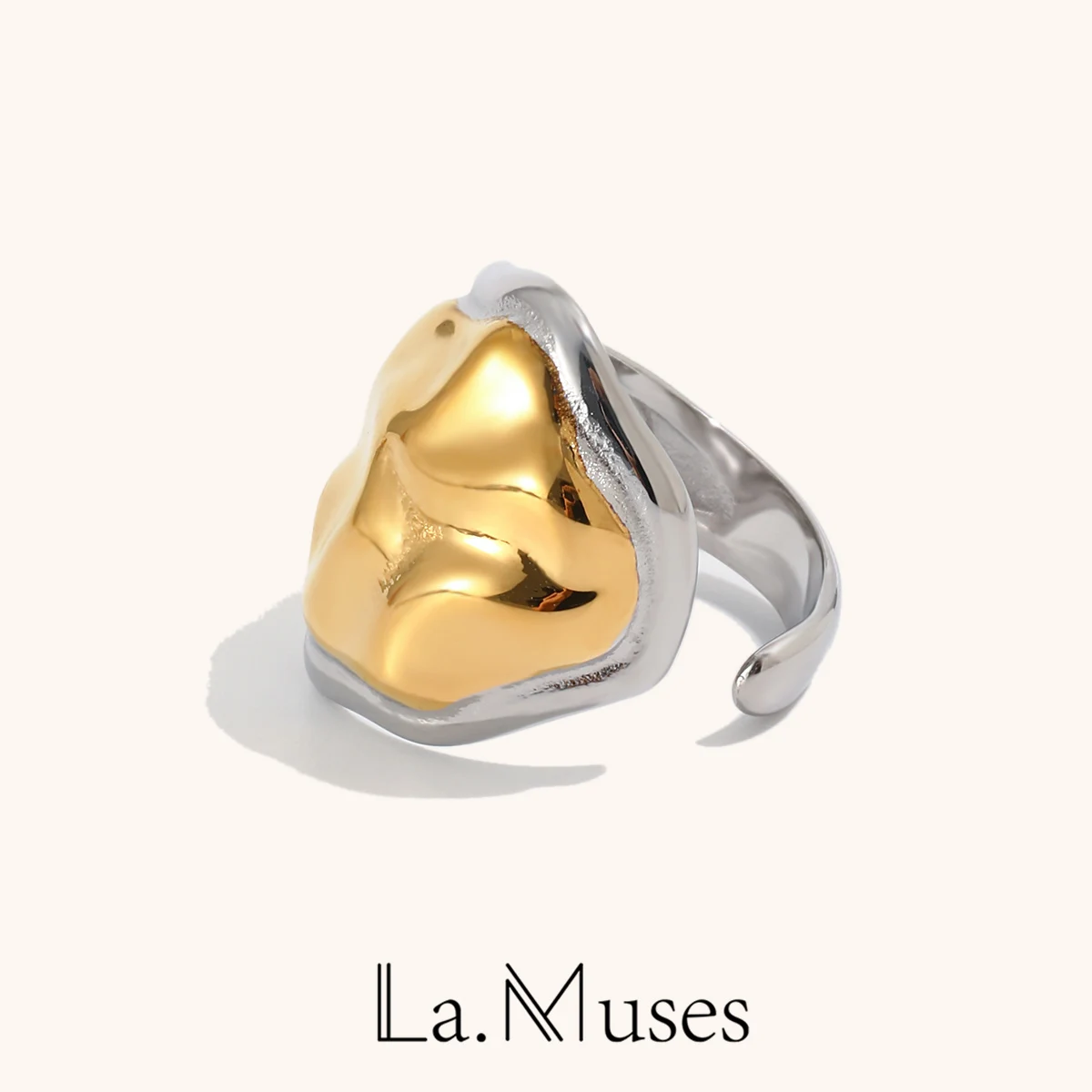 La. Muses-Anillo abierto con forma de cabeza de serpiente para mujer, sortija abierta de acero inoxidable chapada en PVD, regalo de joyería para dedo
