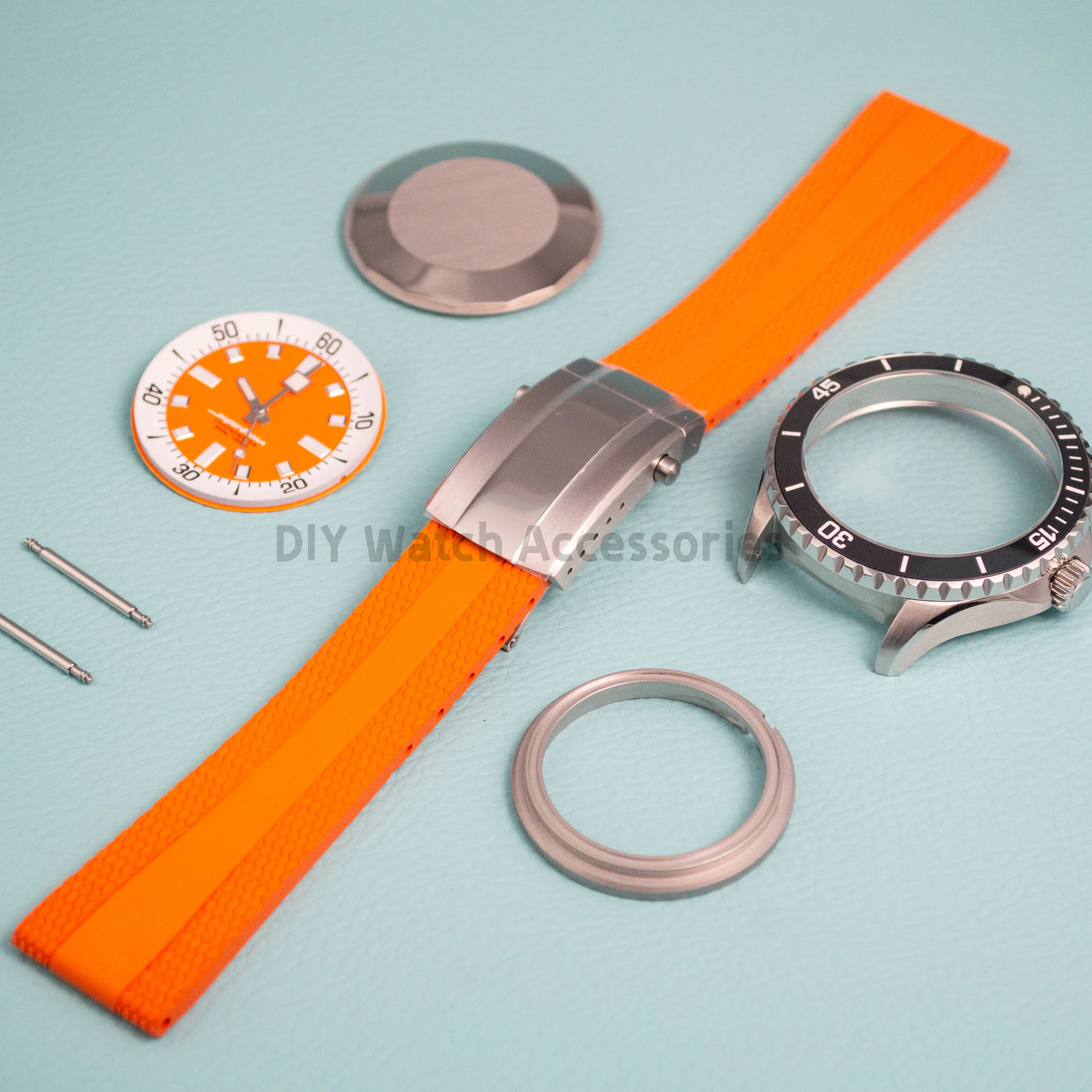 

200m Dive Case for SUPEROCEAN Watch Case Luminous Dial Hands Rubber Strap Stainless Steel Sapphire Glass fit NH35 NH36 Movement