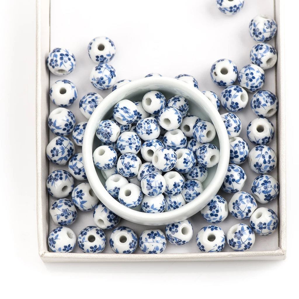 10#12# 40pcs Unique Flower Ceramic Beads Not Natural Stone for Bracelet Making Porcelain Bead for Jewelry Making #A206B