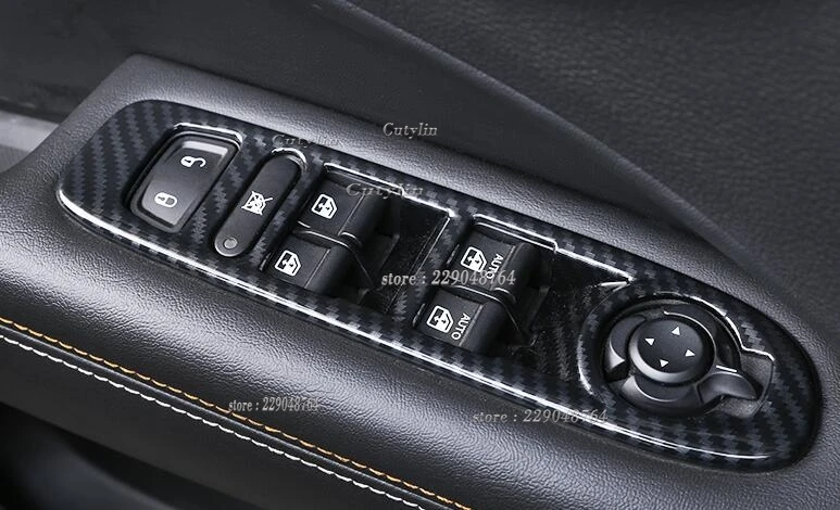 For Jeep Compass 2017 2018 2019 2020 Carbon Fiber Interior Accessories Window Lift Switch Button Cover Trims Door Armrest Panel