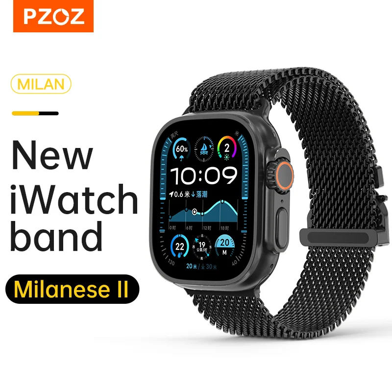 Титановый ремешок PZOZ для Apple Watch 10 9 8 7 6 SE 5, ремешок для часов iWatch Series, ремешок 42 мм, 44 мм, 45 мм, 49 мм, 38 мм, 40 мм