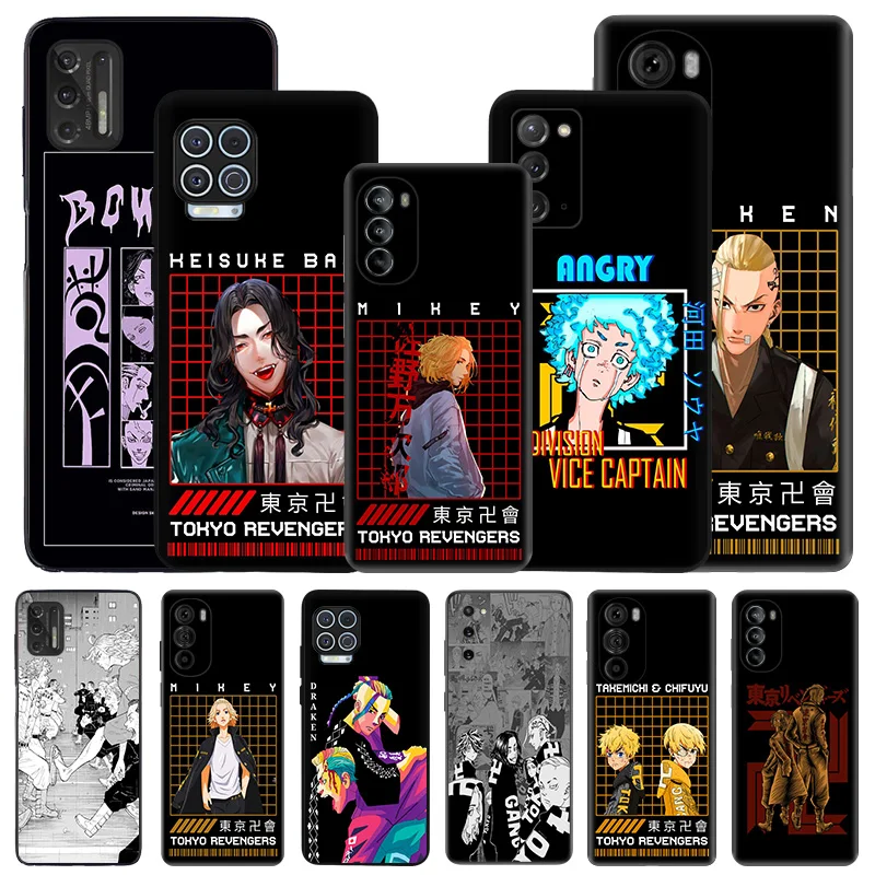 Soft Phone Cases For Motorola G53 G73 G9 G50 G51 G60 G71 G22 G32 G52 G72 Edge40 20 30 Anime Tokyo Revengers Black Matte Cover