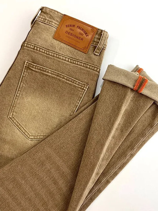 

Мужские джинсы Ele Fitted, летние прямые брюки цвета хаки, повседневные эластичные облегающие брюки, модная городская молодежная одежда