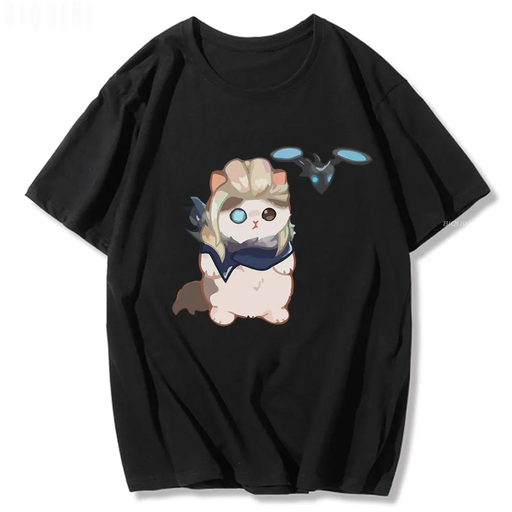 Sova Cat Cute Catlorant T Shirts Surprised Penguin Valorant Cotton Minimalist Cartoon Prints Summer Men EU Size Tops Casual Tees