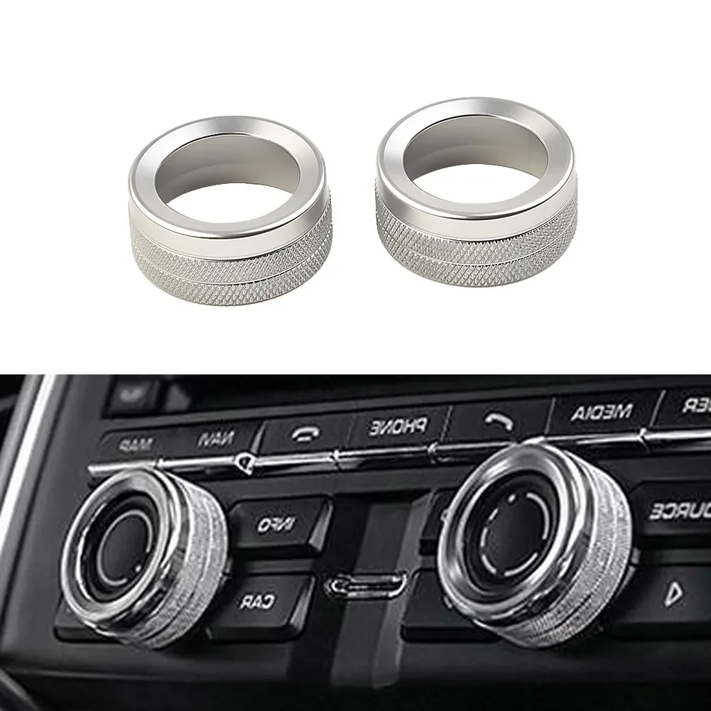 Pokrętło ze stopu aluminium 2 szt. Pokrowiec Uniwersalne profesjonalne akcesoria Srebrny Do Porsche 911 Cayenne Macan 718 Radio 2019