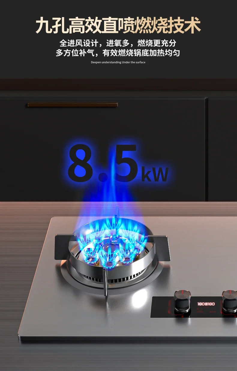 Cherry Gas Stove Double Burner Energy-Saving Desktop Household LPG Coal Gas Natural Gas Embedded Efficient A