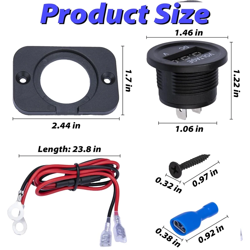 Voltage Meter Waterproof DC 5-48V Digital Volt Meter Battery Monitor LED Digital Display Voltage Gauge for Car Truck RV ATV Boat