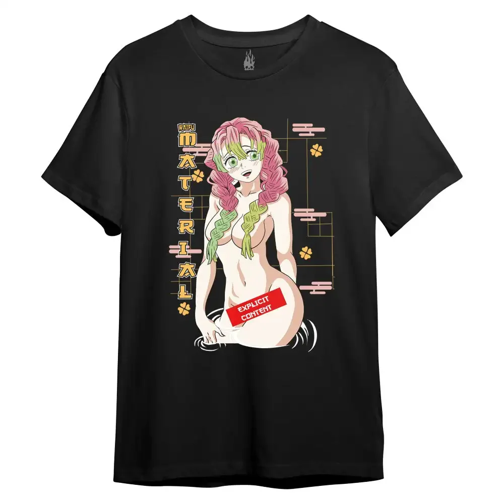 Waifu Material Embroidered Anime Crest Premium Cotton T-Shirt