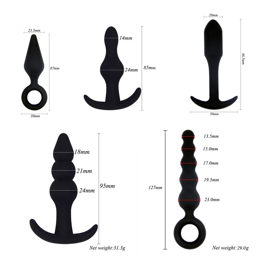 5Pcs/Set Silicone Butt Plug Anal Dildo Masturbation Female Vagina Stimulate Sex Toys For Women Men Anus Dilator Prostate Massage