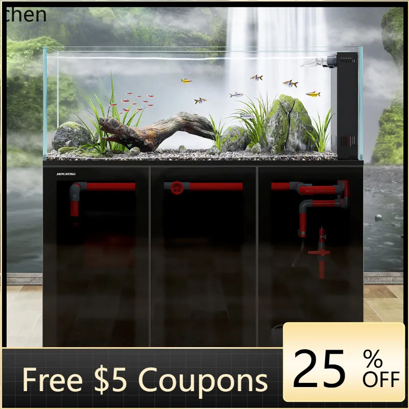 CZ Stream Tank Living Room Large Native Landscape South American Tank Simple Modern Side Bottom Filter Ecological Fish Tank