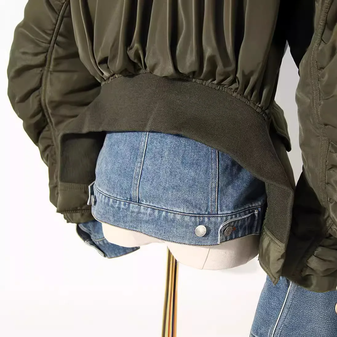 2025 Winter New European Goods Design Sense Loose Color Matching Denim Cotton Baseball Jacket Coat For Women Small