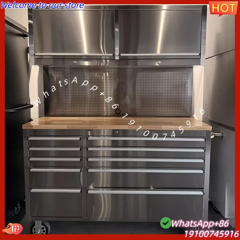 2026Hot Factory Direct 430 Stainless Steel Tool Cabinet Multi-Functional Tool Chest Antirust Heavy Rolling Tool Storage
