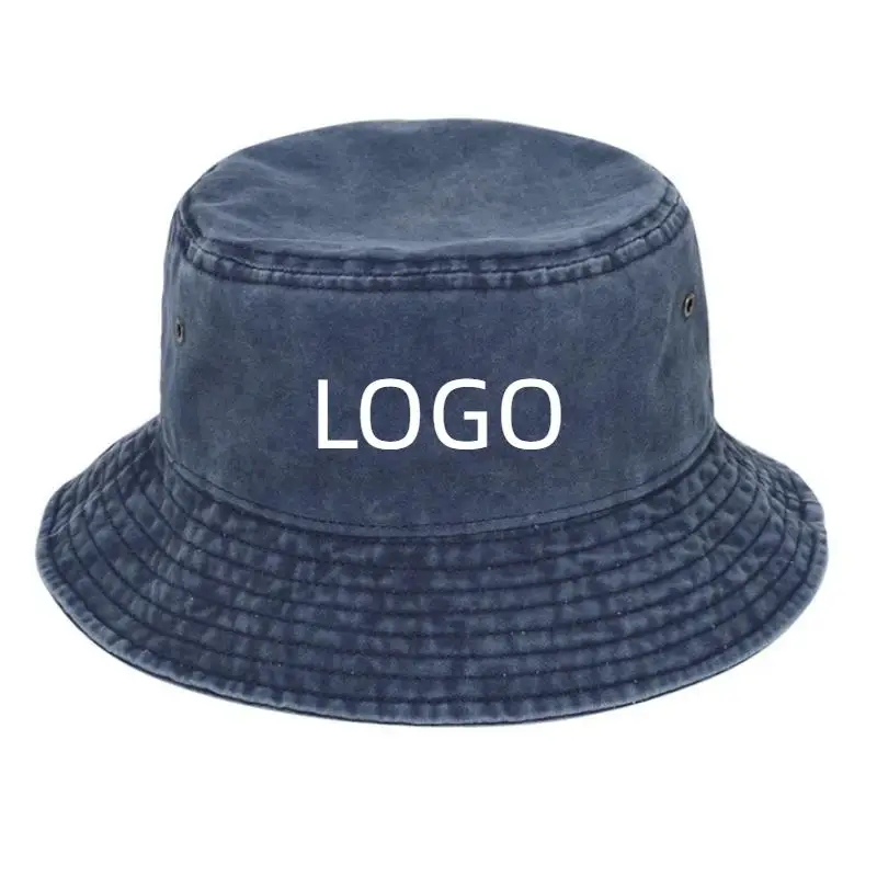 Washed Denim Fisherman Hat Men Women Customized LOGO Retro Sun Protection And Sunshade Cap Outdoor Team Travel Advertising Hat