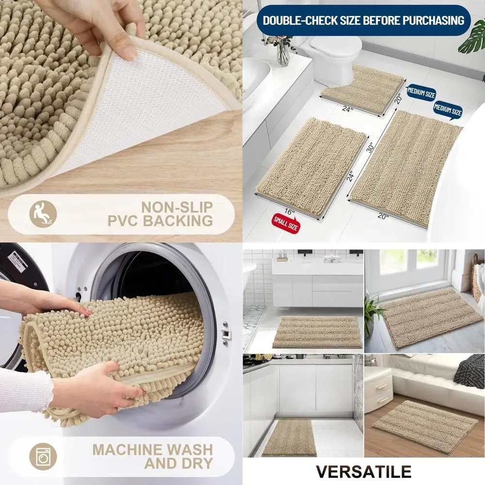 

Плотные и впитывающие полосатые коврики для ванной, 40x32, мягкий пушистый коврик для душа, нескользящий, можно стирать в машине, бежевый