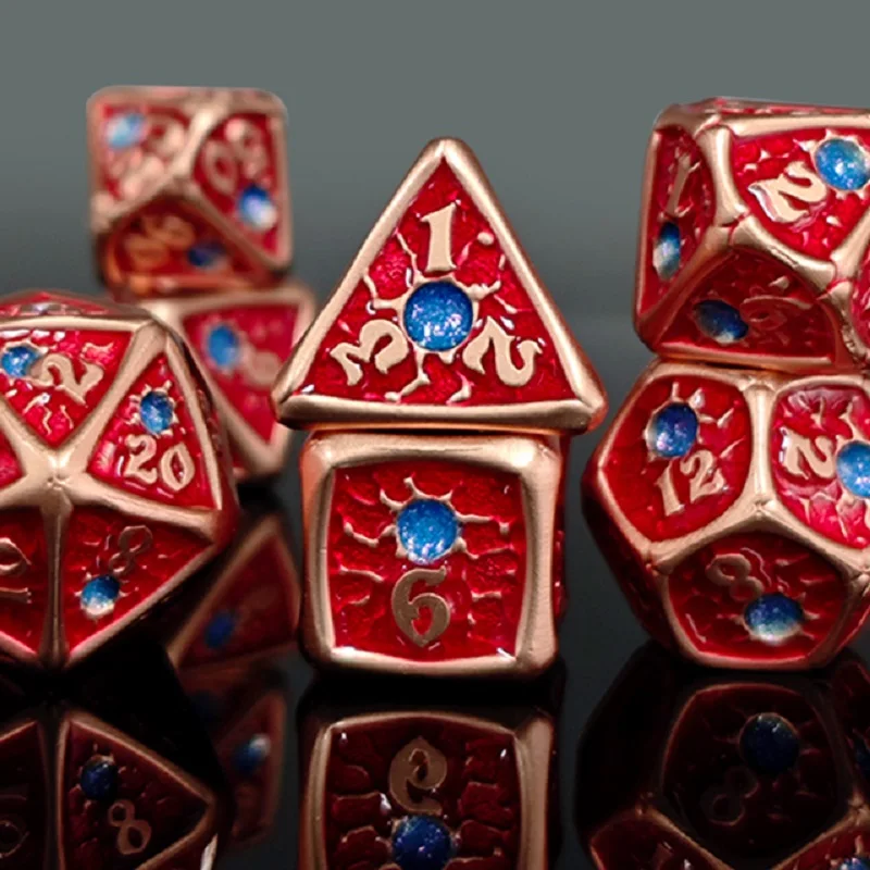 7PCS Metal Eye Dices Set And Box DND Polyhedral Dice Board Card Game Supplies D4 D6 D8 D10 D12 D20 For Role Playing Game D&D
