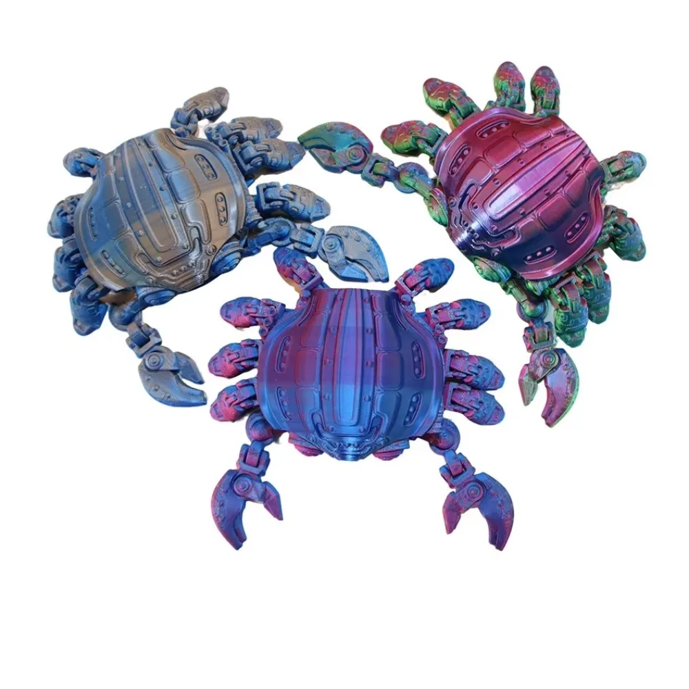 3D Printed Mechanical Crab Model Movable Joints Novelty Desk Decor Anti Stress Toy Miniature Collectible Birthday Gift