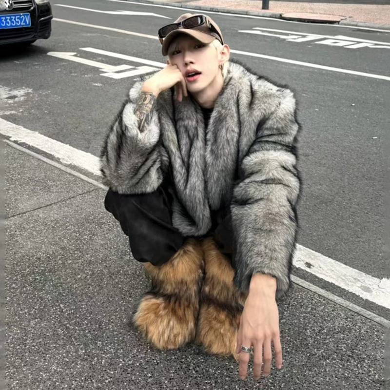 LUZHEN 2025 Inverno Nuova Moda di Lusso Temperamento Pelliccia Sintetica Parka Giacca da Uomo Alla Moda di Alta Qualità Bello Cappotto Imbottito JY5413