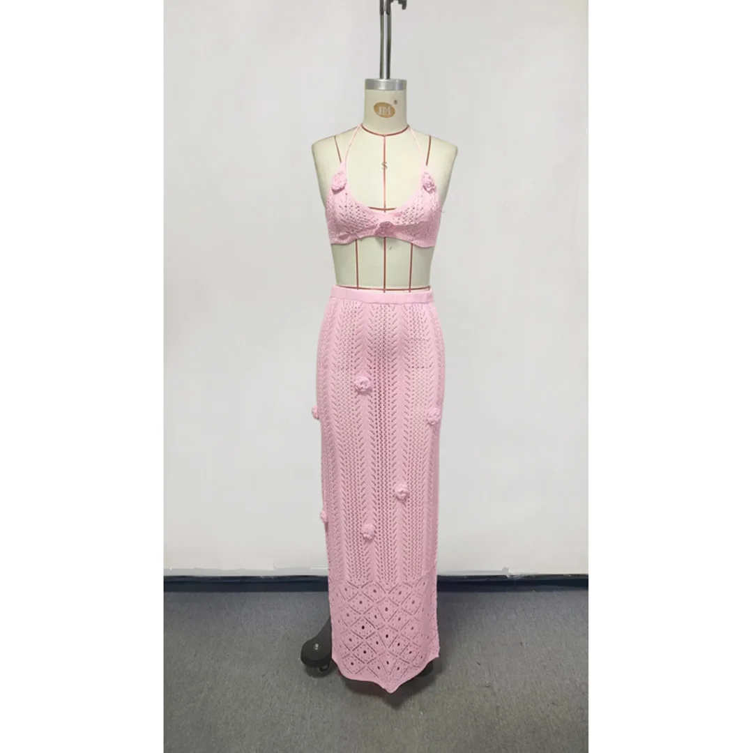 S - XL 3D-Blumen, gehäkelt, gestrickt, zweiteiliger Anzug, Strandkleid, Strandmode, Strandbekleidung, Strand-Cover-up, Damen, V6771 – Detail 10