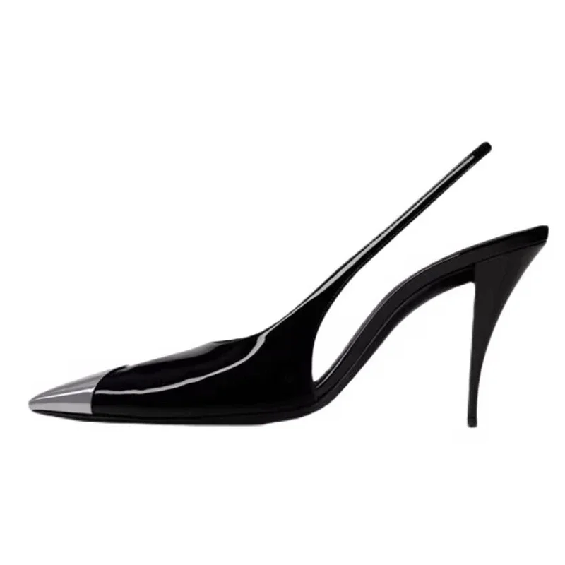 6CM 9CM Thin High Heels Women Pumps 2024 Spring Patent Leather Mules Shoes Sexy Party Prom Slip-On Sandals