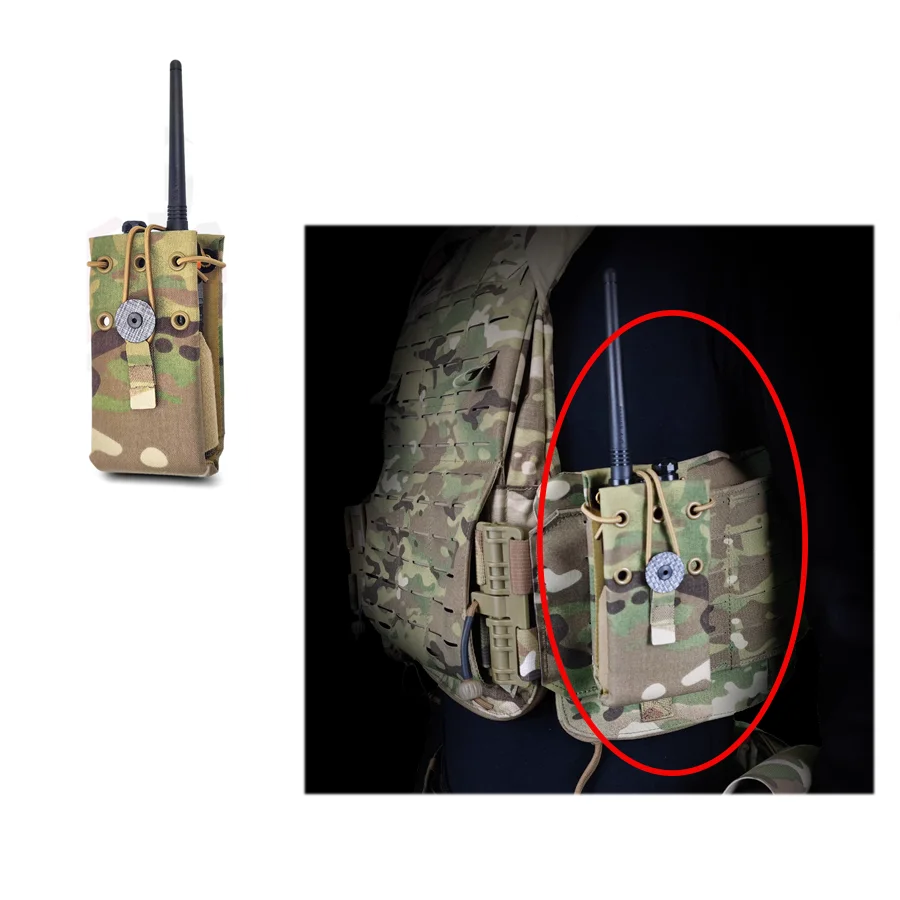 Radio Package Walkie Talkie Bag Tactical Vest Molle Accessories Side Outlet Pouch For UV-5R UV-82 UV-9R