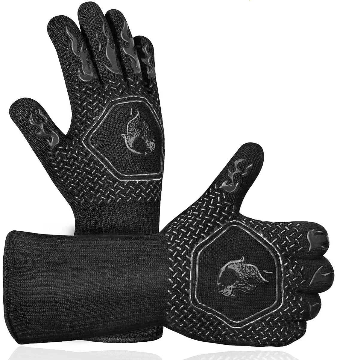 

Anti scalding Heat Resistant Gloves 13 78 Inches Total Length 4 92 Inches Sleeves BBQ Gloves Oven Mitts Non Slip Silicone Easy