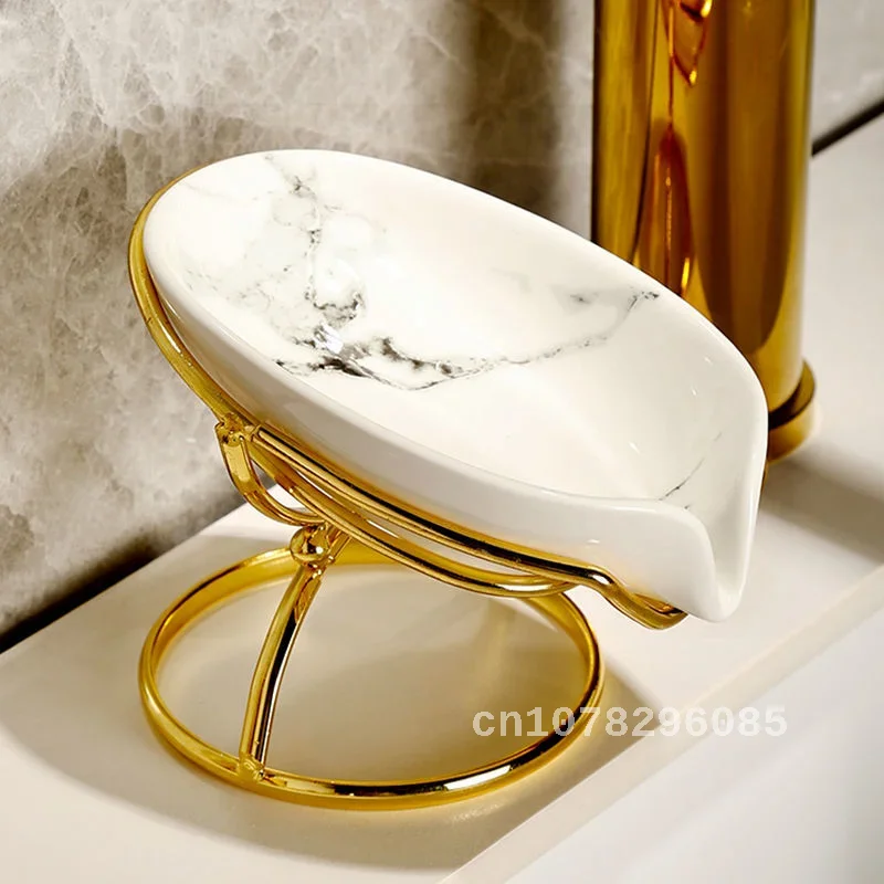 Luxury Ceramic Leaf Shape Soap Box, Bathroom Rack, Soap Holder, Dish Storage Plate, Bathroom Shower Supplies