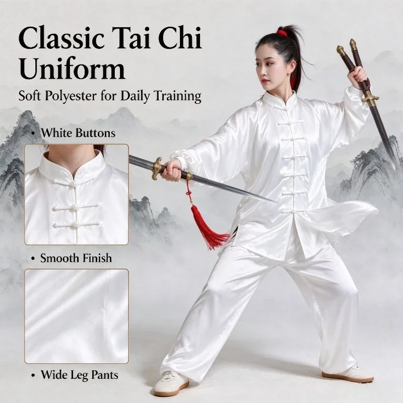 High Imitation Silk Tai Chi Clothes Magnolia Clothes Practice Clothes Performance Martial Arts Group Summer