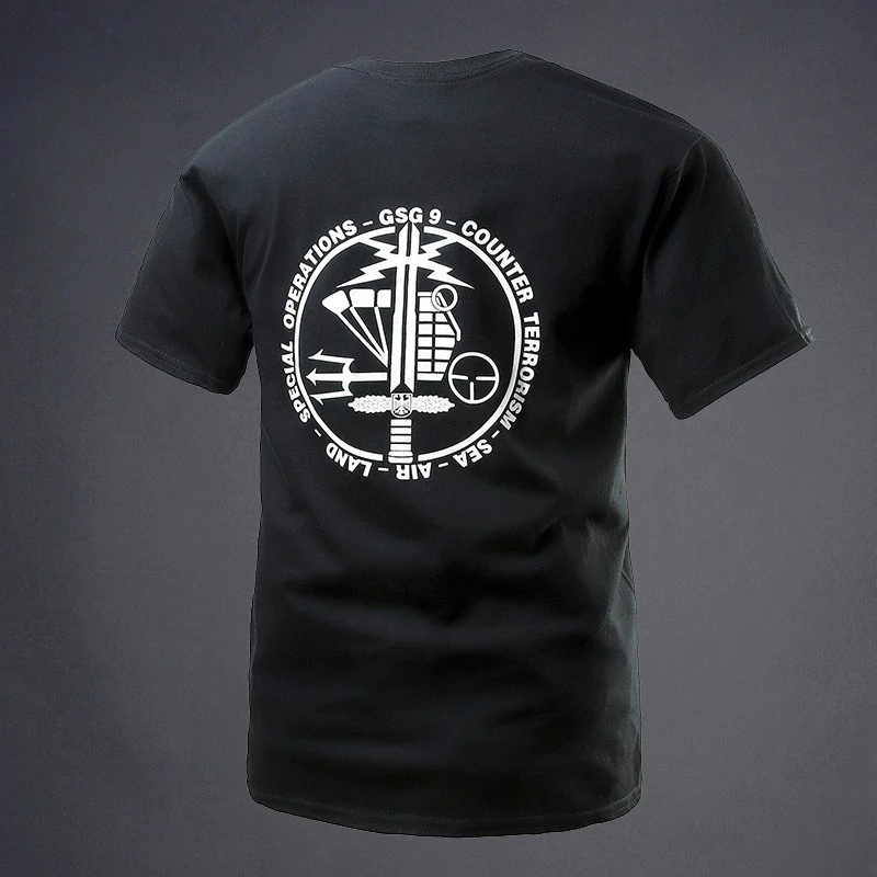 2026 Summer New German GSG9 Mark Short Sleeve Outdoor Cotton Tactical Short Sleeve T-shirt Male Army Fans T-shirt