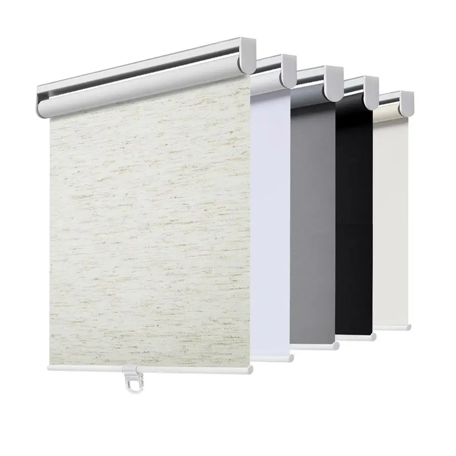 

Roller Shades Blackout Blinds for Windows Room Darkening Rolled Up Shades with Spring System, UV Protection Natural Linen Fabric