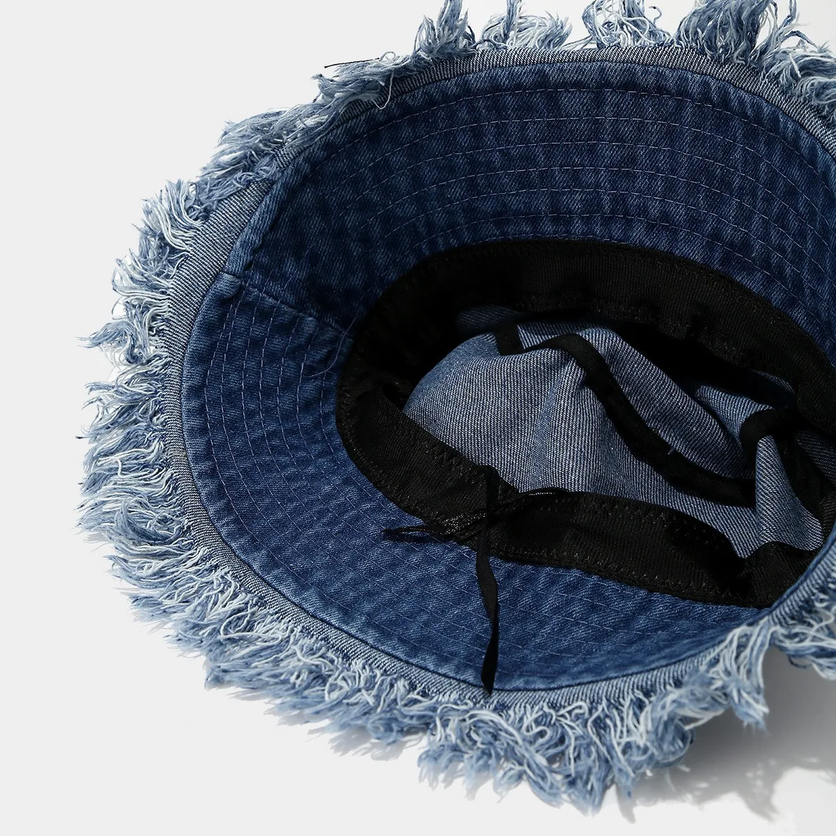 Unisex Trendy Autumn Solid Tassel Edge Washed Denim Summer Bucket Hat For Women Best Matched Sunshade Beach Fisherman Cap Gift