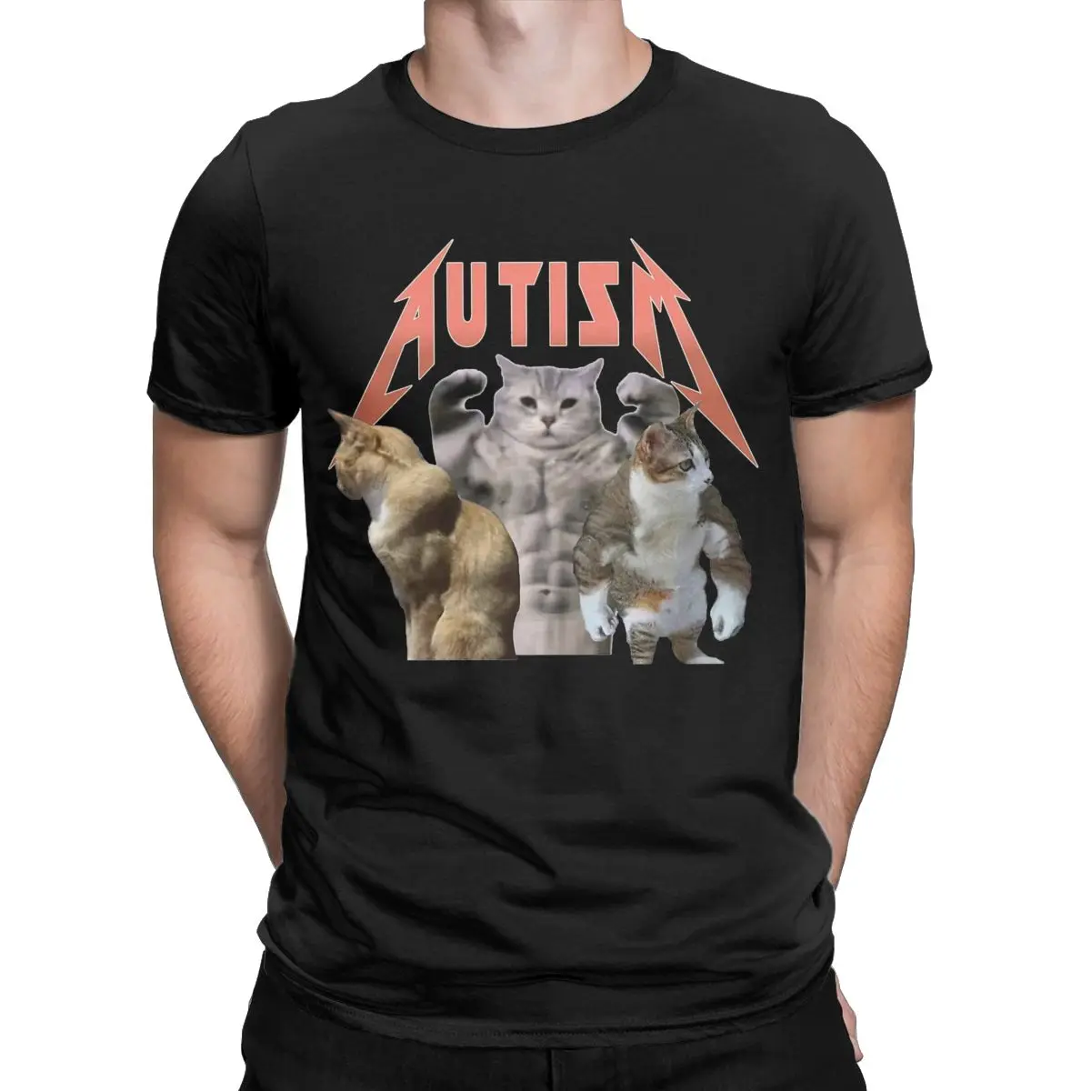 Buff Cats Autism Meme Merch T-Shirt Men Women Funny Gym Novelty Pure Cotton Graphic Printed Tees