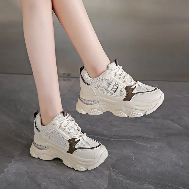 sneakers women trends 2024 summer Fashion Platform Casual Shoes for Women Lace-up Mesh Breathable Vulcanized luxury shoes